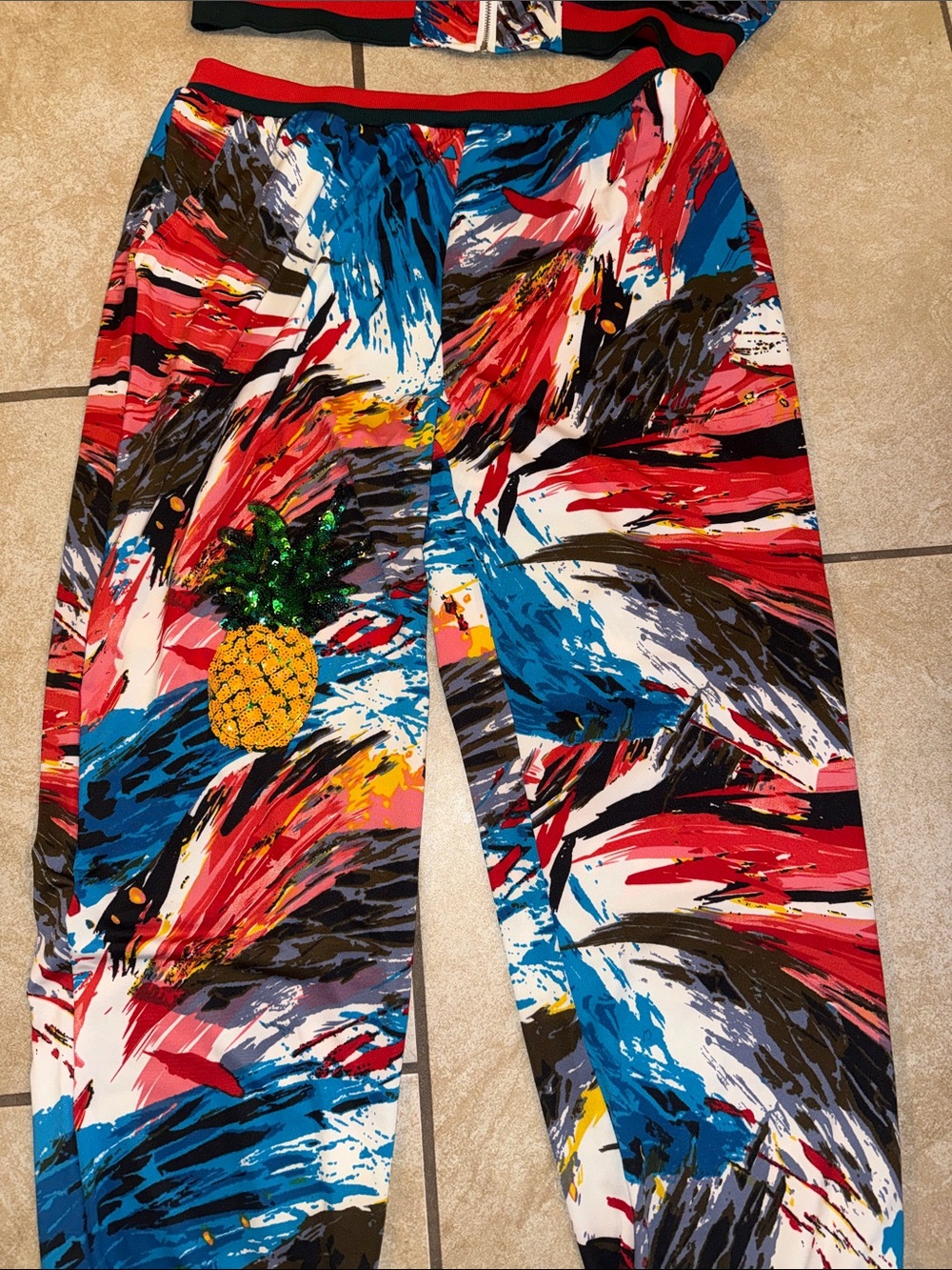 Mango Multicolor Abstract Fruit Print Track Jacket & Joggers Set - Picture 7 of 12